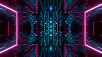 Cyan and Pink Endless Tunnel Into Digital Background VJ Loop in 4K video