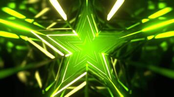 Yellow and Green Fantastic Corridor with Abstract Neon Light Background VJ Loop in 4K video
