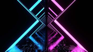 Cyan and Pink Cyber Corridor with Neon Glowing Figure Arches Background VJ Loop in 4K video