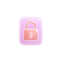 A shiny pink lock icon with a transparent background, representing security and privacy in digital applications. png