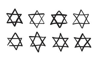 Star of David, set, Hand drawn illustration. vector