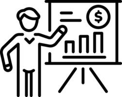 An outline style icon of presenting vector