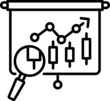 A linear style icon of market analysis vector