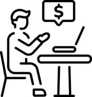 A outline style icon of financial talk vector