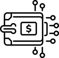 A line style icon of digital wallet vector