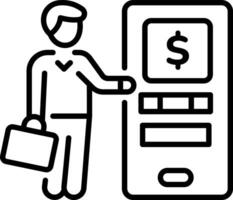 A linear style icon of withdrawing money vector