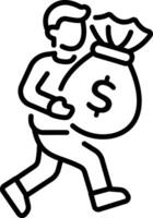 A linear style icon of money bag vector