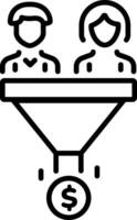 A linear style icon of sales funnel vector