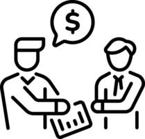 A linear style icon of financial talk vector