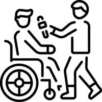 A line style icon depicting a character taking disabled interview vector
