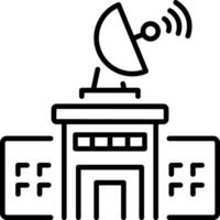 A line style icon showing radio station with antenna vector