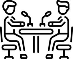 A linear icon showing an interview host vector