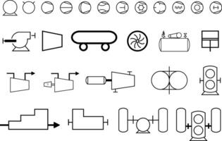 compressor international standard symbol piping instrumentation diagram icon set engineering vector
