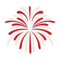 A red and white firework with a white background. The firework is in the middle of the image and has a lot of red and white colors vector