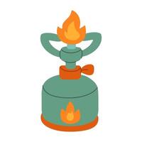 A green container with a flame on top. The container is green and has a red band around it vector