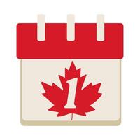 A red and white calendar with a leaf on it. The leaf has the number 1 on it vector