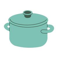 A green pot with a lid on a white background. The pot is drawn in a cartoon style vector