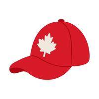 A red and white hat with a maple leaf on it vector