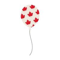 A red and white balloon with a leaf pattern on it. The balloon is tied to a string vector