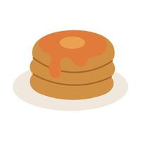 A stack of pancakes with syrup on top. The pancakes are stacked on top of each other and the syrup is dripping down the sides vector