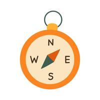 A compass with a green and orange arrow pointing to the left. The compass is orange and white, and it is a simple design. The compass is meant to represent direction and guidance vector