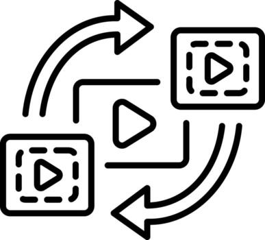 A linear style icon of reposting a vector