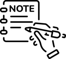 A line style icon showing a writing notepad vector