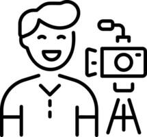 A trendy liner style icon showing a character doing camera recording vector