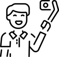 A line style icon showing a vlogger recording content vector