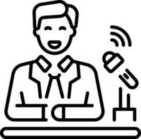 A linear style icon depicting a politician interview vector