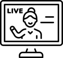 A line style icon depicting a live broadcast vector