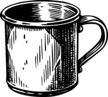 A vintage style illustration of tin mug vector