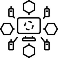 An outline style icon of a digital network vector