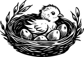 A sketchy style illustration of bird nest vector