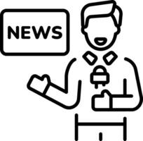 A line style icon showing a journalist character vector
