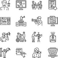 Set of Media Reporting Linear Style Icons vector
