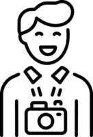 A linear icon depicting paparazzi with camera vector