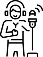 A line style icon showing a character doing voice recording vector