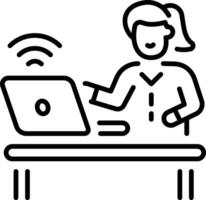 A line style icon depicting wifi signals transmission vector