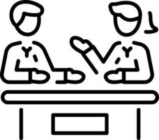 A linear icon showing two reporting characters vector