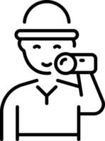 An outline style icon of a cameraman vector