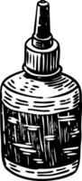 A vintage style illustration showing a glue bottle vector