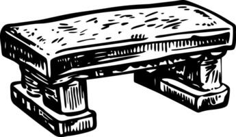 A glyph style illustration of stone bench vector