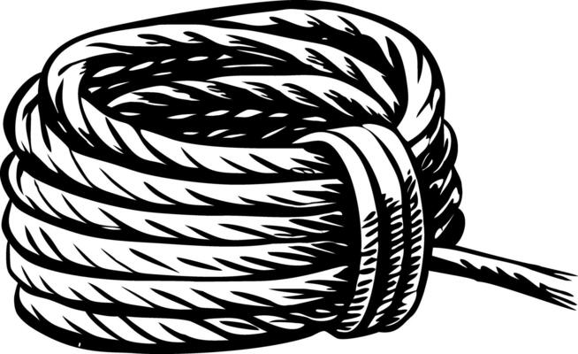 A vintage style illustration of rope coil
