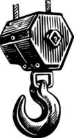 A vintage style illustration showing crane hook vector