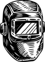 A vintage style illustration representing a welding mask vector