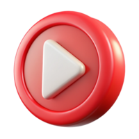 Red circle play button icon isolated on transparent background png