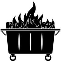 Dumpster fire silhouette graphic element, Analogy of a disastrous situation isolated on a white background vector