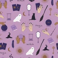 Magic witch seamless pattern vector