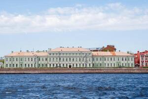 Exploring the Historic Architecture Along the Canals of St Petersburg Under a Clear Blue Sky in Springtime photo